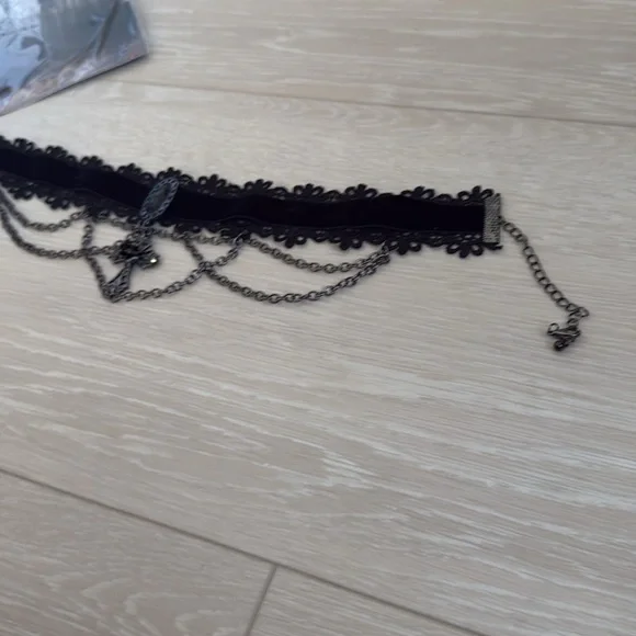 3/$10 Spirit Lace Choker Black with Cross - Picture 5 of 8